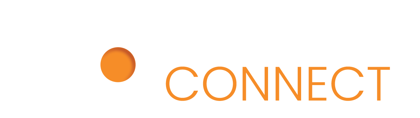 Brand Connect's logo in white and orange